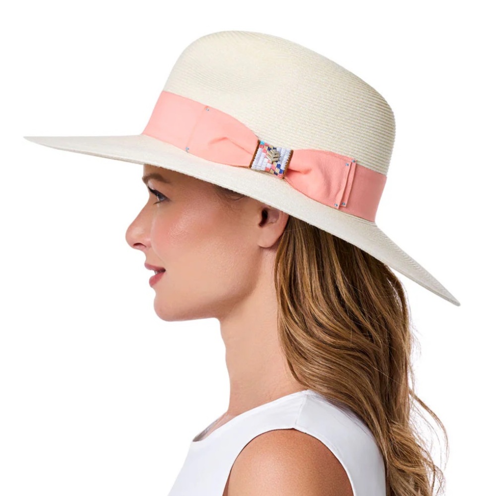 Coolibar Christy Large Brim Fedora With Fancy Bow